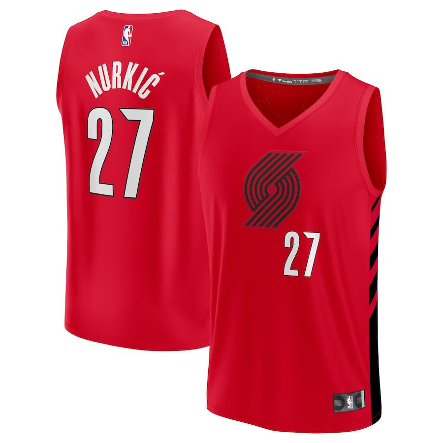 Men Portland Trail Blazers #27 Jusuf Nurkic Fanatics Branded Red 2022-23 Fast Break NBA Jersey->portland trail blazers->NBA Jersey
